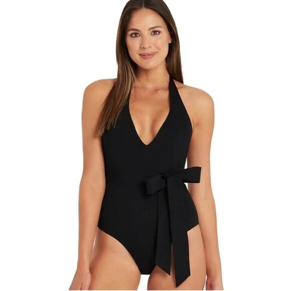 Sea Level Dark Romance Bonded Belt Plunge One Piece Swimsuit NWT - Picture 1 of 4
